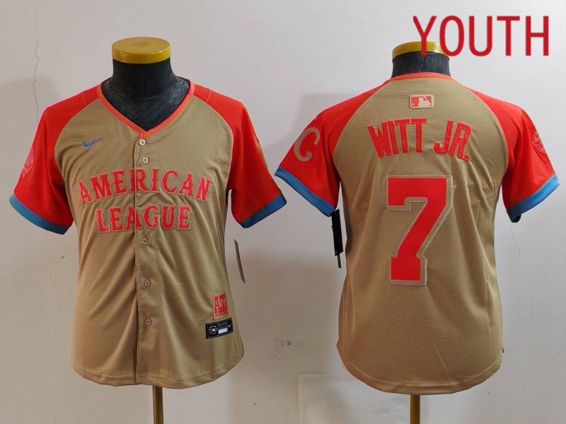 Youth Kansas City Royals #7 Witt jr Orange All star 2024 Nike MLB Jersey style 1->youth mlb jersey->Youth Jersey